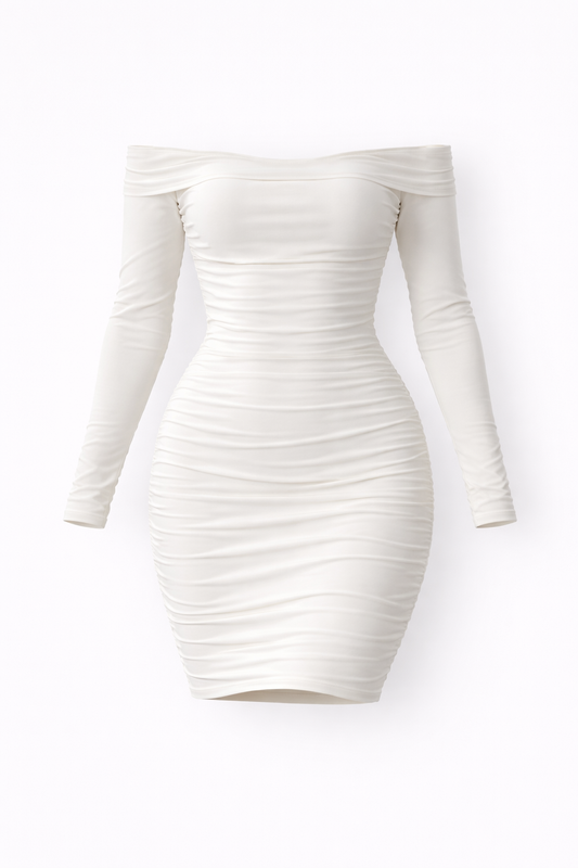 Off-white bodycon mini dress showcase