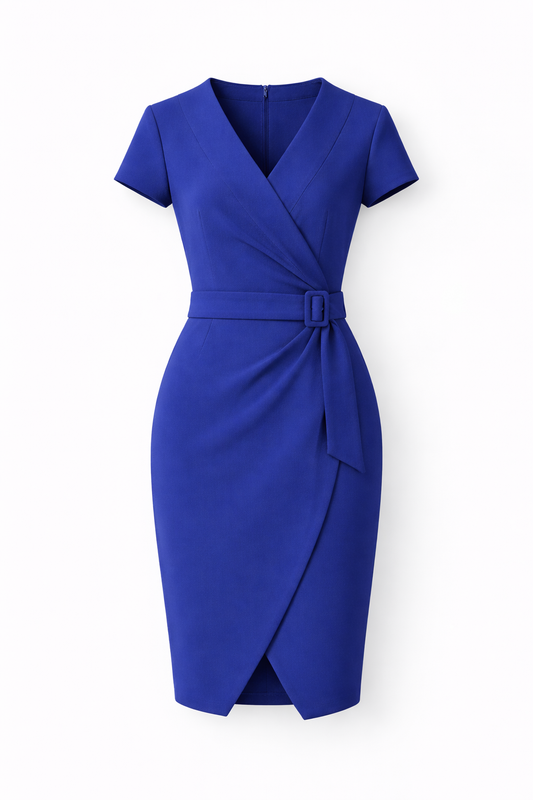 Classic Navy Office Sheath Dress